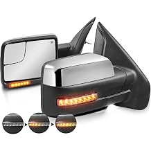 Power Heated Towing Mirror Compatible for 2004-2014 Ford F150 w/Sequential Turn Light Puddle Light Dynamic Streamer Signal Dural Beam Pair Chrome