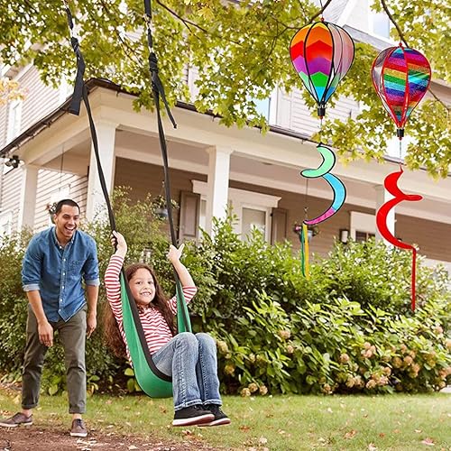 Miniatura 5 de ABOOFAN 2 Pcs Hot Air Balloon Wind Spinner Rainbow Windsock Garden Pinwheels Whirligigs Rotating Windmill Hanging Decor for Garden Lwan Yard Home