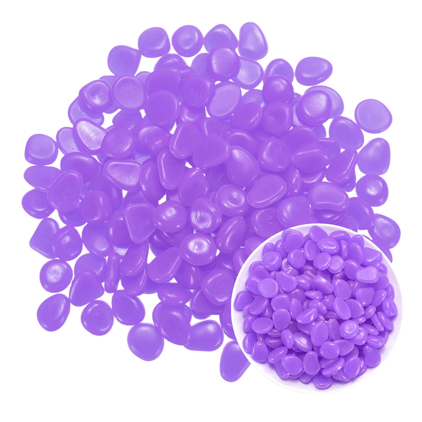 M METERXITY 200-Pack Glow in the Dark Rocks 0.79" Resin, Violet — image 1