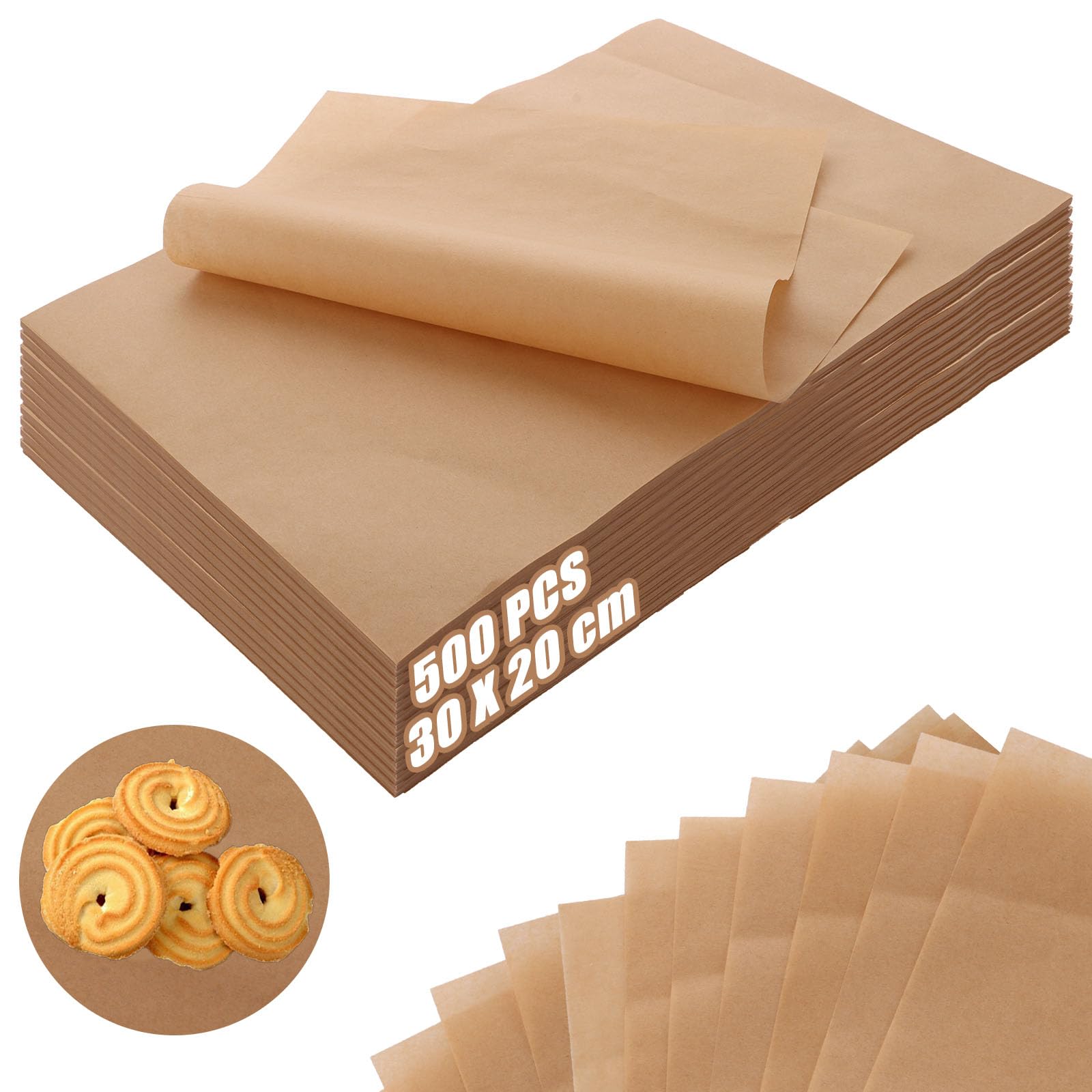 Sponsored Ad – 500PCS 30x20cm Baking Paper Sheets Non-Stick Unbleached Parchment Paper for Baking Waterproof Baking Paper Parchment Paper Sheets for Bread Meat Baking Cookies Rosating