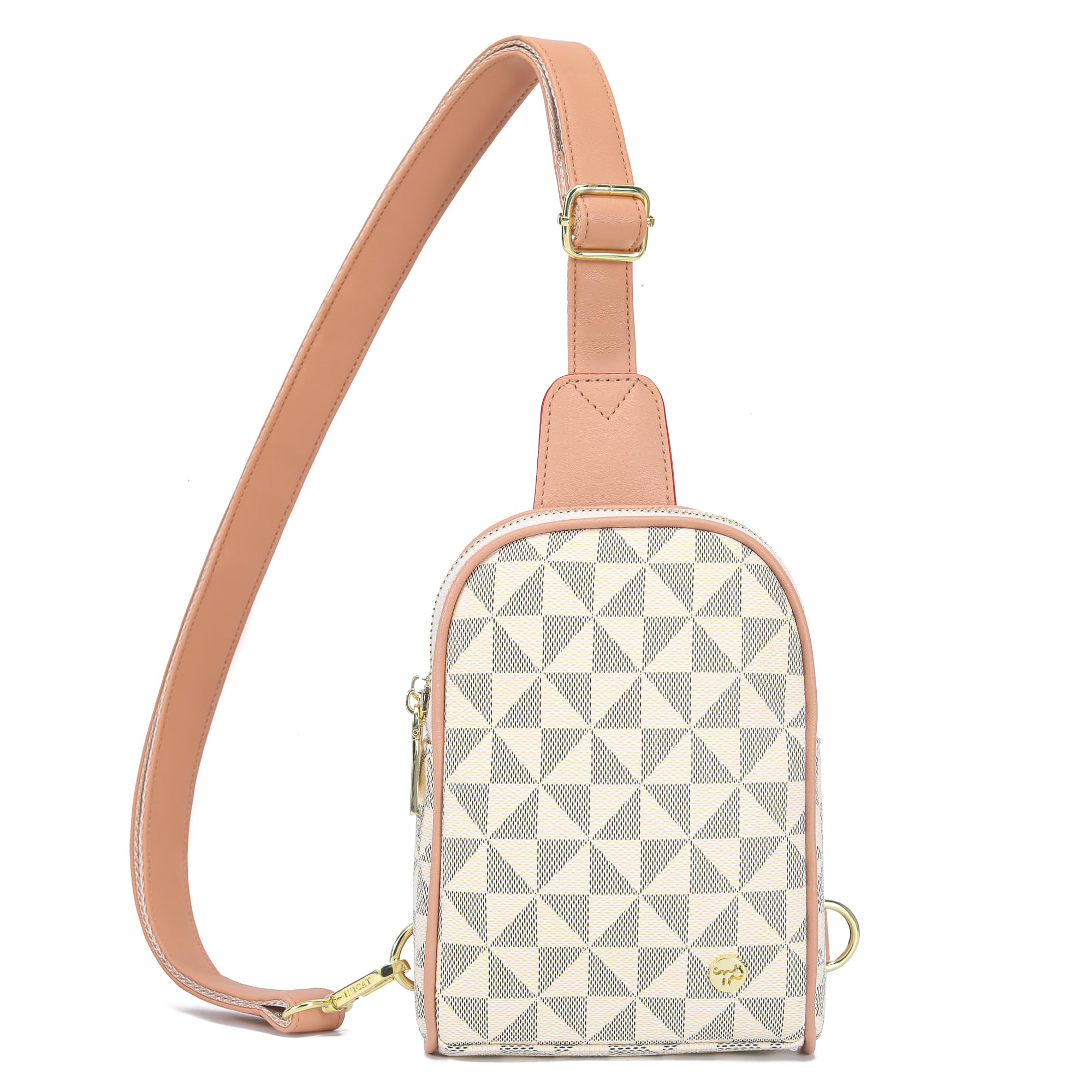 NEICOA Vegan Leather Crossbody Bags for Women Designer Sling Bag Checkered Cross Body Purse for Travel (White)