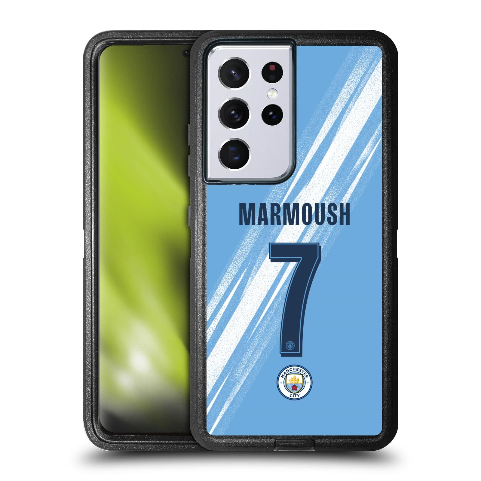 Head Case Designs Officially Licensed Manchester City Man City FC Omar Marmoush 2025/26 Players Home Kit Ultra-Armoured Shockproof Case [Military Grade] Compatible With Samsung Galaxy S21 Ultra 5G
