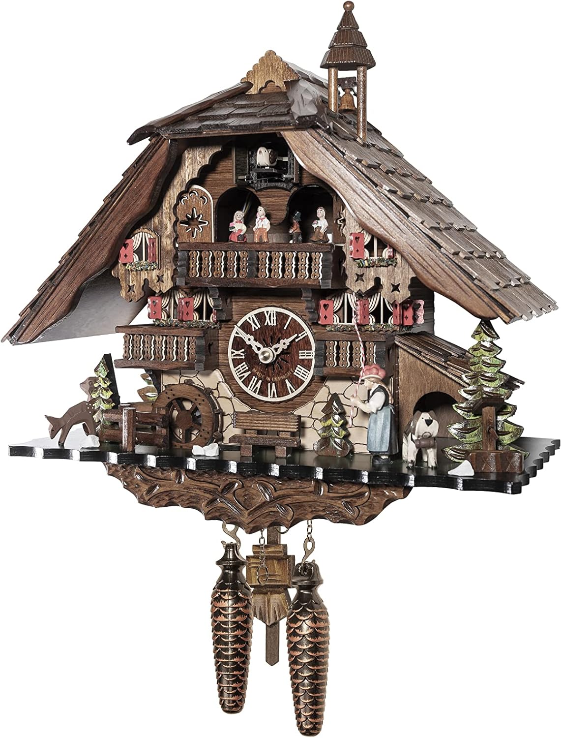 Engstler Quartz Cuckoo Clock Black Forest House with Music and Dancers