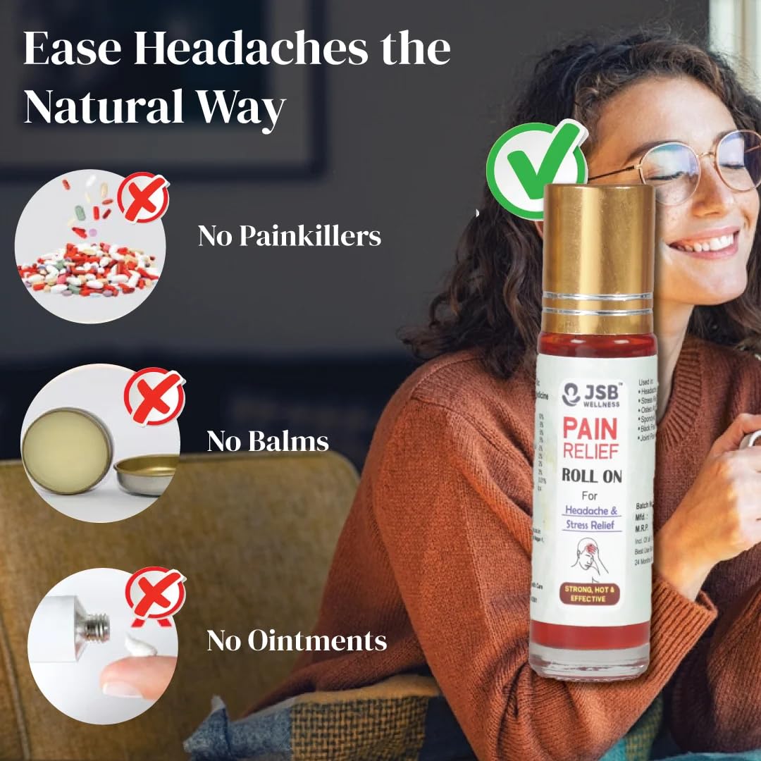 JSB Stress Relief Oil Roll On for Massage | Headache Relief | Migraine | Computer Eyes Pain | After Viewing Mobile Screen For Long | Quick Action | Pocket Sized | Easy to Carry | Travel Friendly 1
