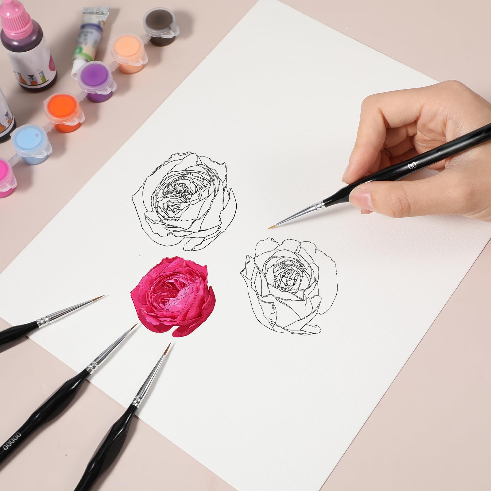 Set Pennelli Per Modellini Set 21 Pennelli Miniature E Modellismo - Per Acrilico, Acquerello E Dipinto Dettagliato Set Pennelli Pittura - Foto 12