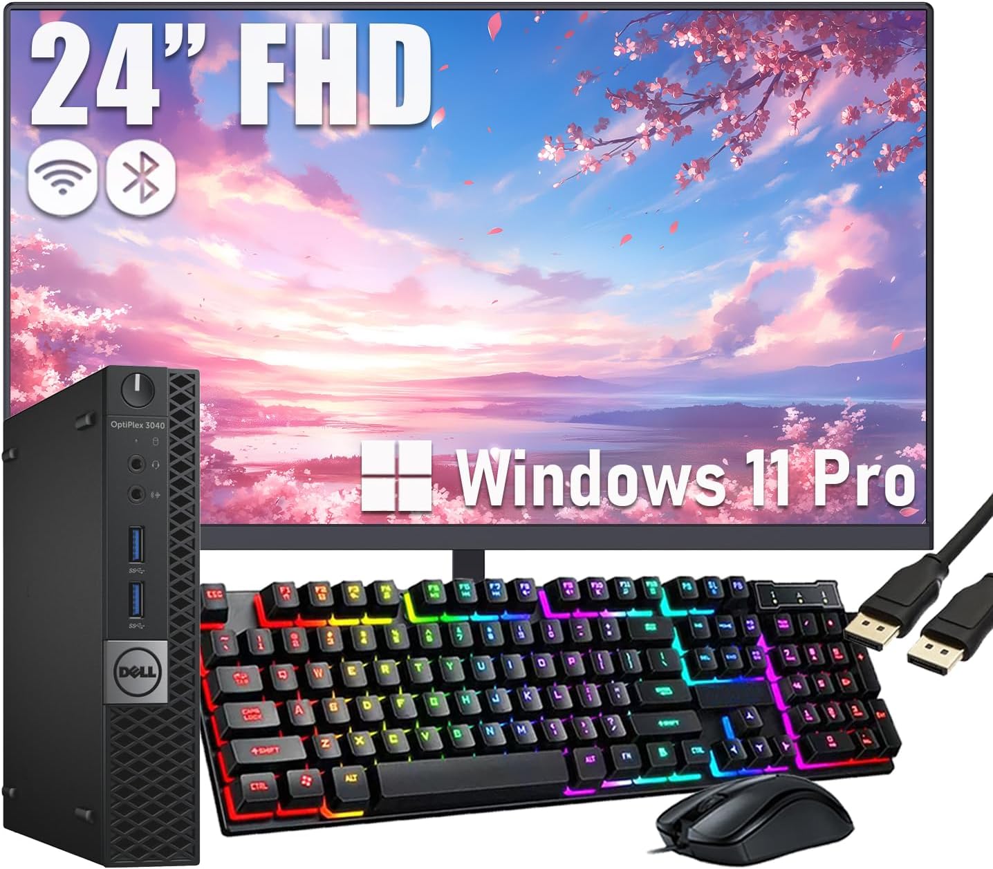 Dell Optiplex 3040 Micro Mini Desktop Computer PC with 24″ Monitor, Quad-Core i5-6500, 8GB RAM, 256GB SSD, WiFi, Bluetooth, Keyboard & Mouse, Windows 11 Pro (Renewed)