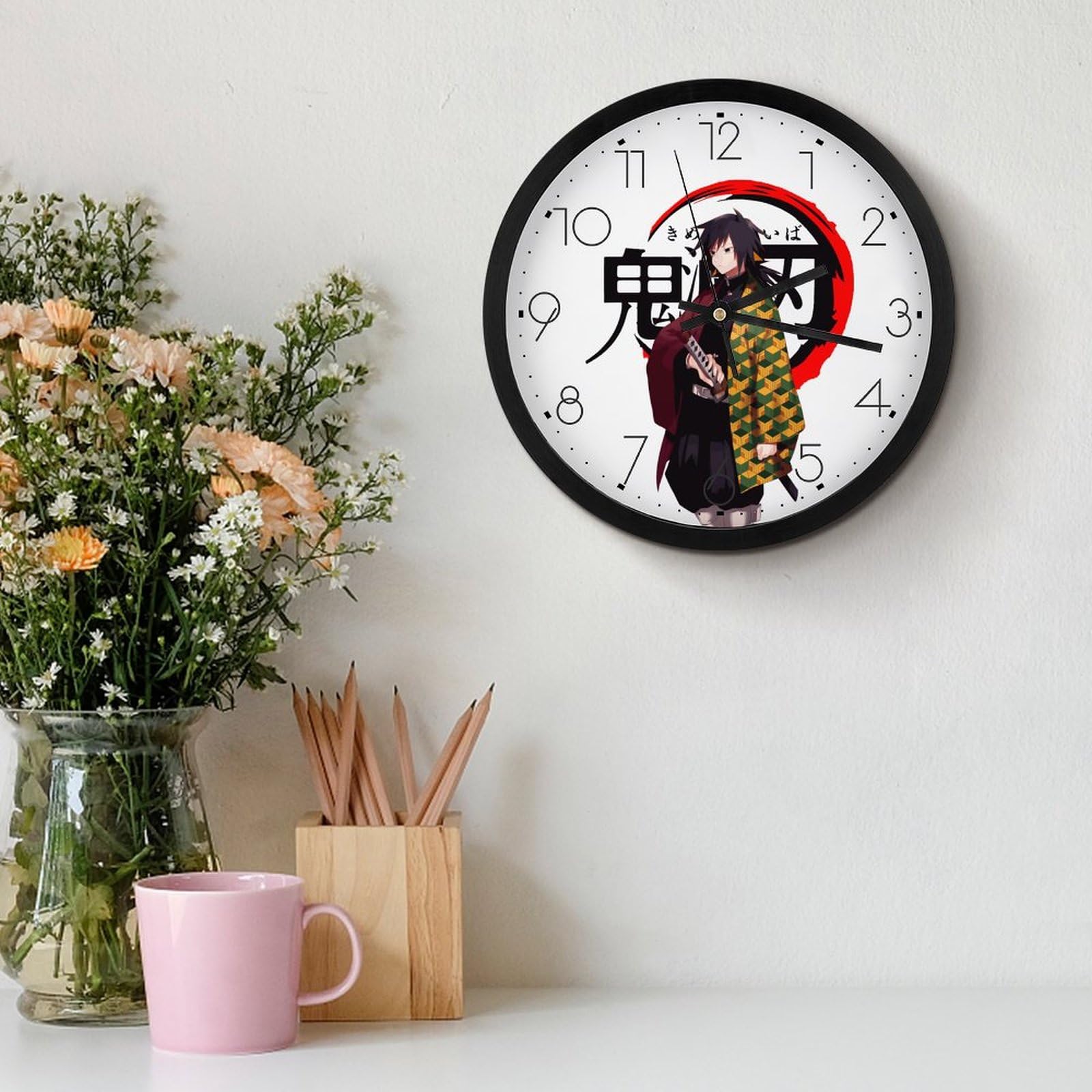 Amazon.co.jp: 掛け時計 鬼滅の刃 水柱 冨岡義勇 壁掛け時計 時計 かけ