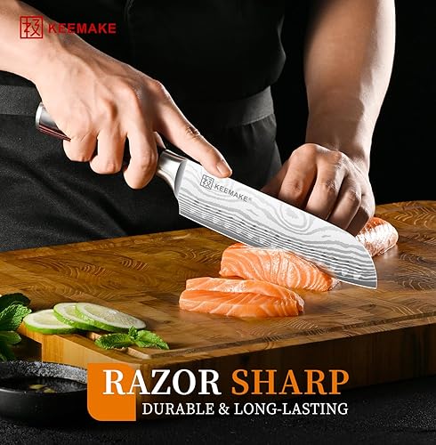 Miniatura 10 de KEEMAKE Cuchillo de pelar de 3.5 pulgadas, cuchillo de frutas con acero inoxidable alemán de alto carbono 1.4116, cuchillo de emparejamiento con