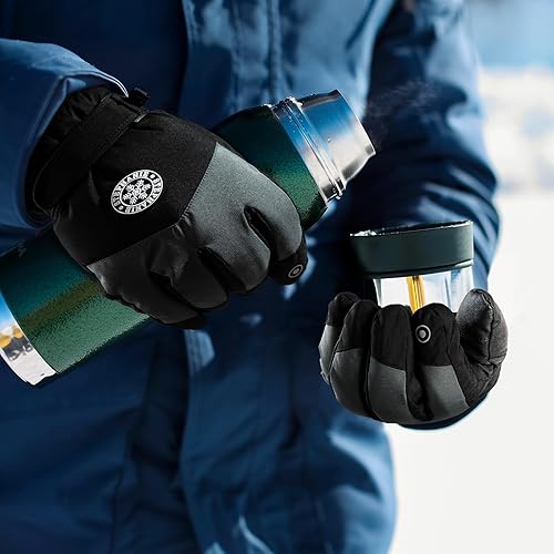Miniatura 6 de DOFOWORK Guantes de esquí para hombre, guantes de invierno cálidos para hombres y mujeres, guantes impermeables para pantalla táctil, guantes de