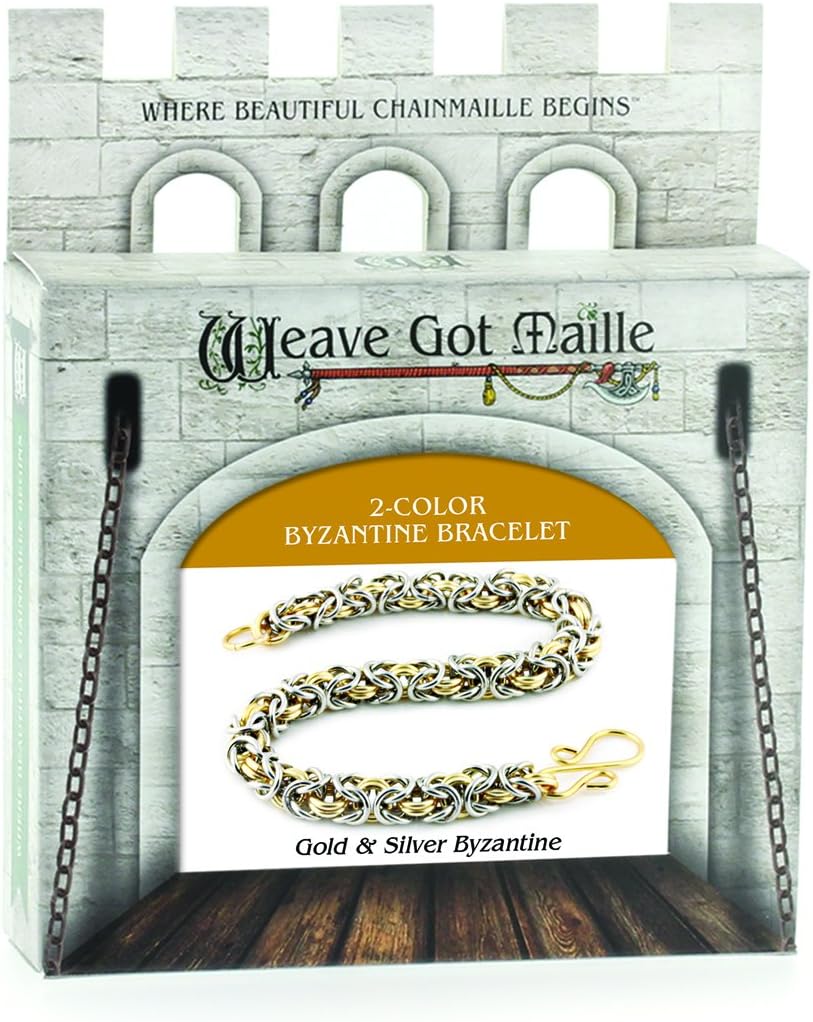 Weave Got Maille2-Color Byzantine Chain Maille Bracelet Kit, Gold and Silver