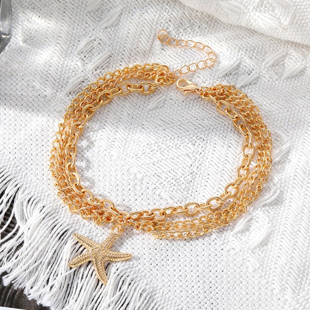 Artmiss Boho Starfish Anklet for Women Gold Layered Chain Ankle Bracelet Charmm Adjustable Beach Vacation Jewelry Gift - Image 8