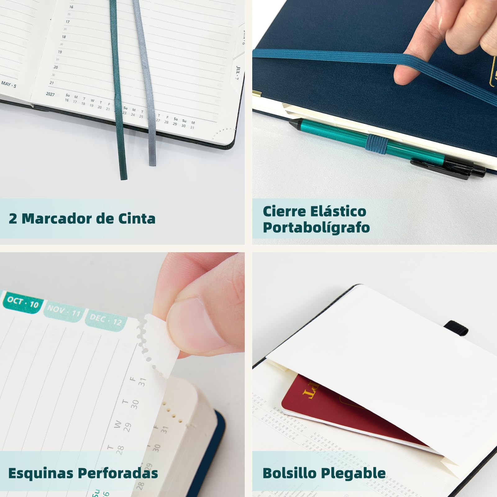 BEZEND Agenda Escolar 2026 2027 Día por Página A5, 12 Meses de Ago.26 a Jul.27, Agenda Diaria 15,5 x 21 cm, Dia Vista con Intervalos de 30 minutos, Tapa Dura en Cuero PU - Negro