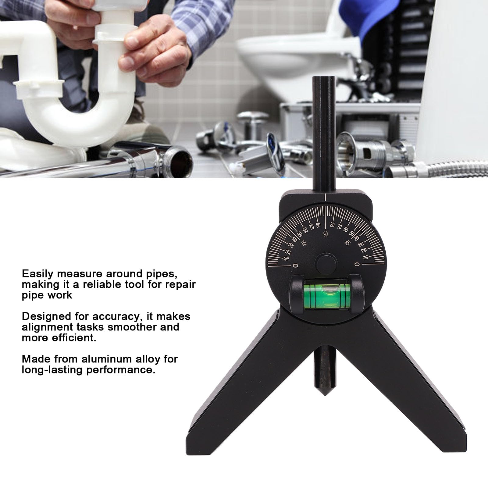 Rohrmittelpunktsucher, ortungsgerät und -markierer aus Verdickter Aluminiumlegierung mit Winkelmesser mit Dosenlibelle für Rohrinstallateure, Schweißer, Heimwerker und Hei (S)