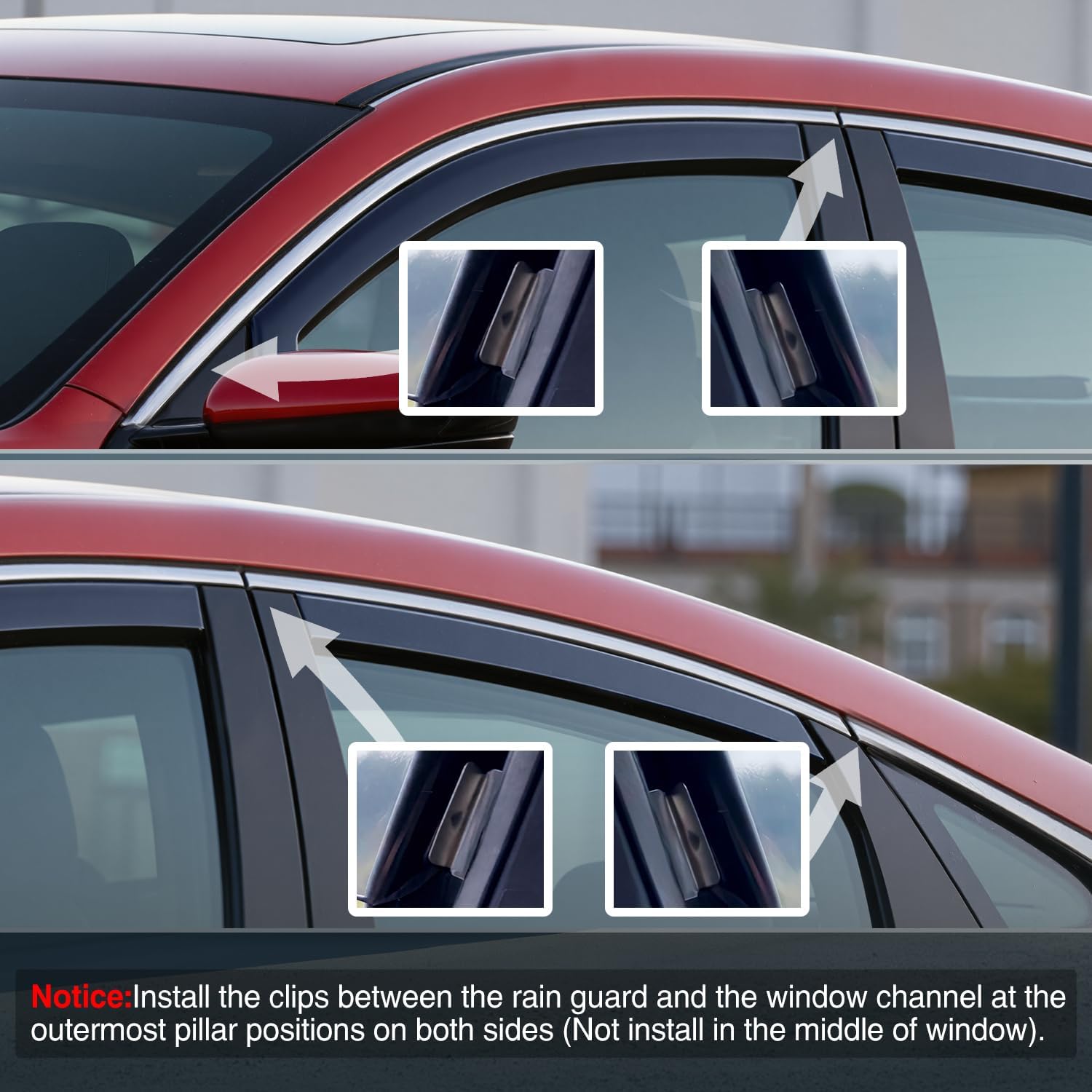 Nilight in-Channel Window Deflectors for Honda Civic Sedan 2016-2021 4 Door, Not Fit 5 Door Hatchback Model or 2 Door Coupe Model, Wind Deflectors for Cars, Light Smoky Blue, 4PCS