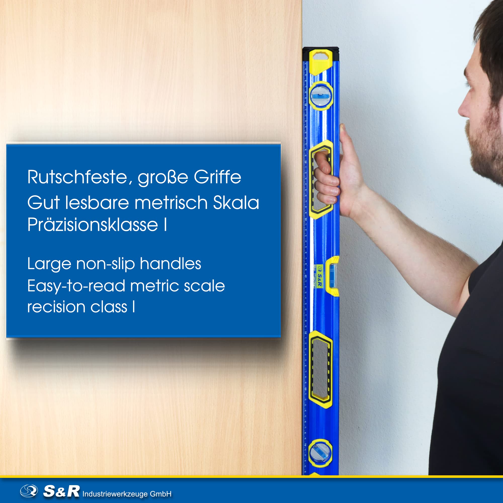 S&R Livella a Bolla Magnetica Professionale 80 cm (orizzontale/verticale / 45°). Classe di precisione 1 Design Ucraino