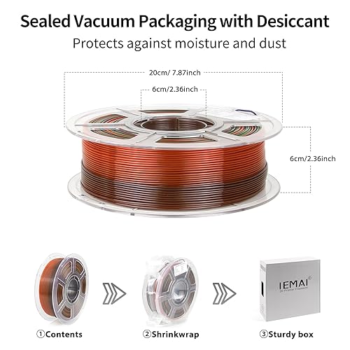 Miniatura 8 de IEMAI Filamento PETG de 0.069 in, filamento de impresora 3D de alta velocidad arcoíris transparente para impresión rápida de 1.969-23.622 ins,