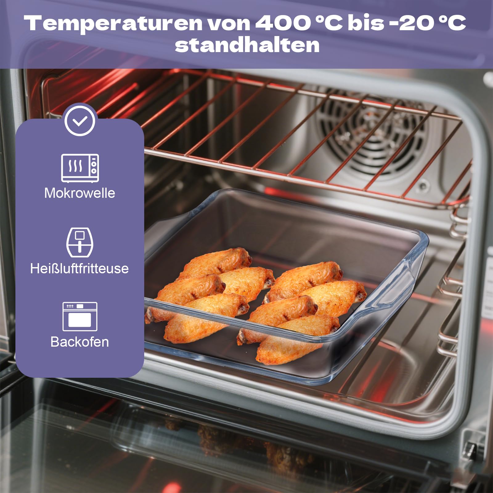 Lot de 4 mini plats à gratin en verre transparent avec poignée 0,5 l - Petit moule à cake en verre empilable - Moules carrés empilables pour four, micro-ondes, lasagnes, tiramisu