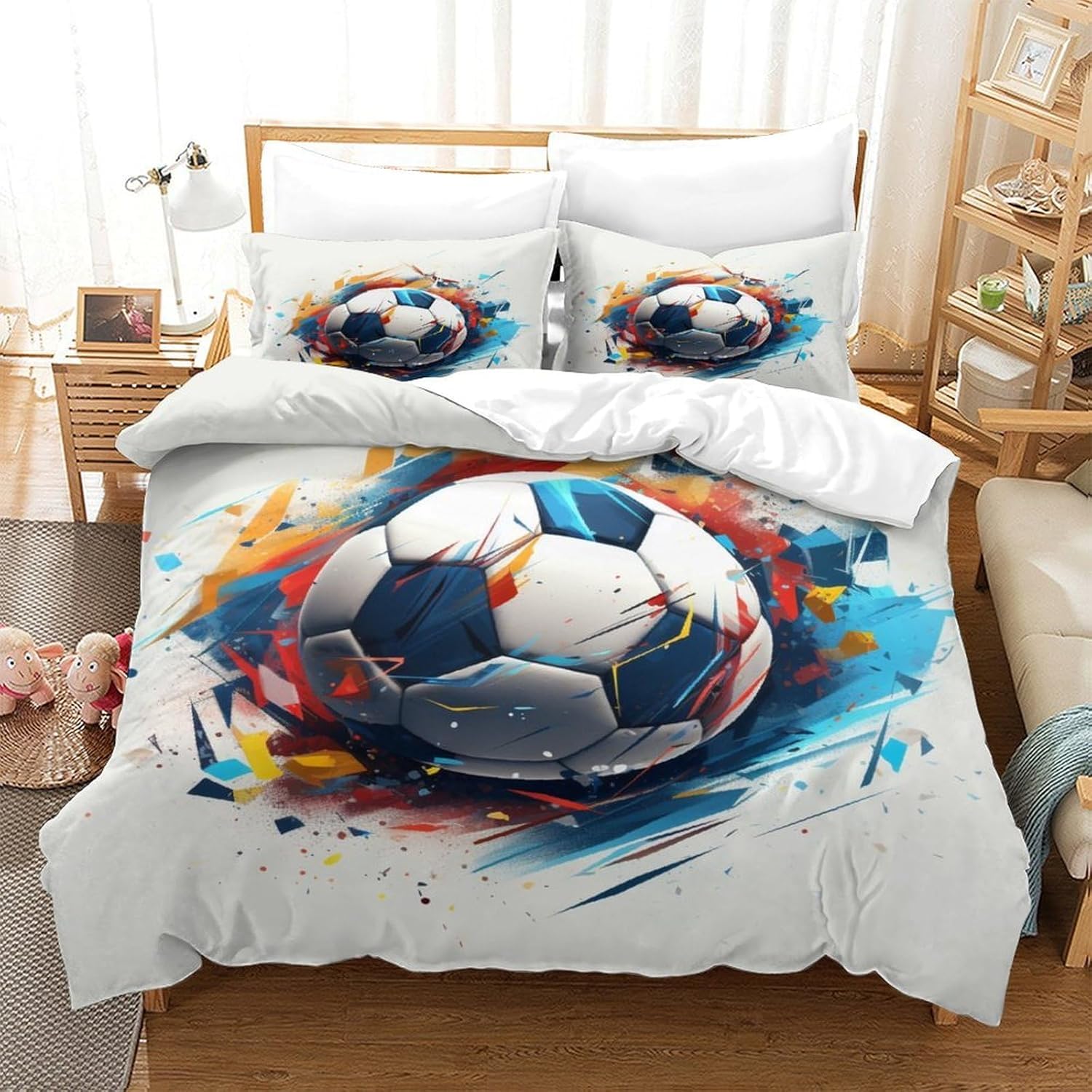 Parure de lit foot 3d le cadeau d'anniversaire idéal pour jeune supporter