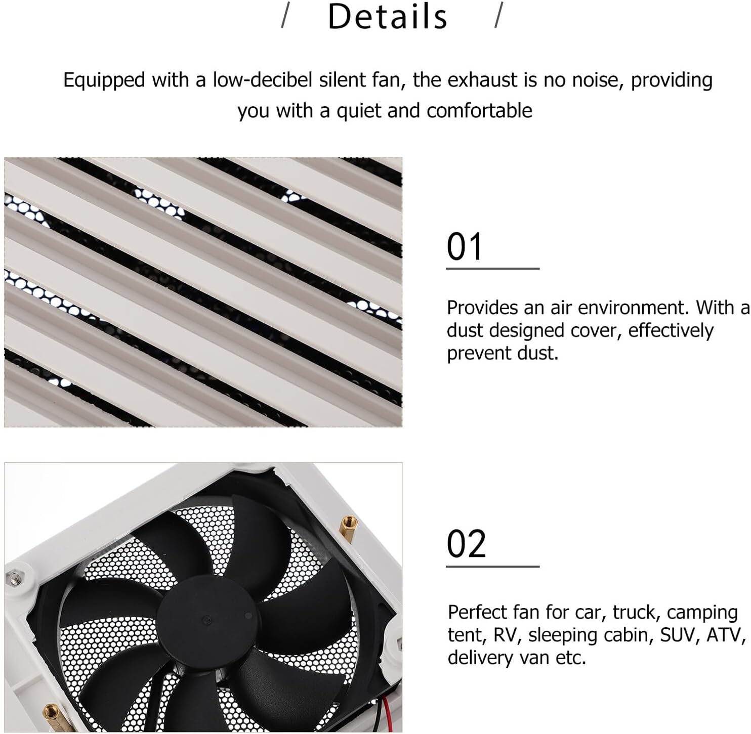 12v Rv Ventilation Fan Camper Side Exhaust Fan White for Trailer and Motorhome Side Air Vent