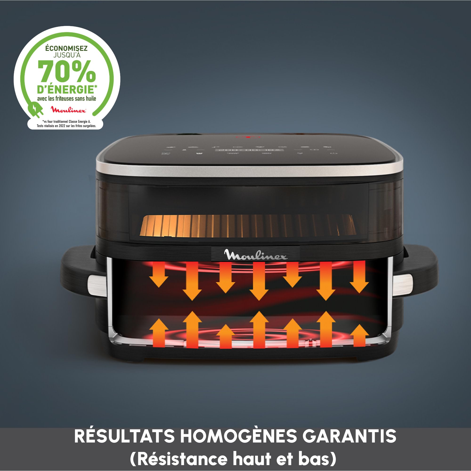 Moulinex Easy Fry XL Surface & Pizza 4L, Air fryer, Très grande surface de cuisson, Compact, Fenêtre de visualisation, Noir, AL4018F0