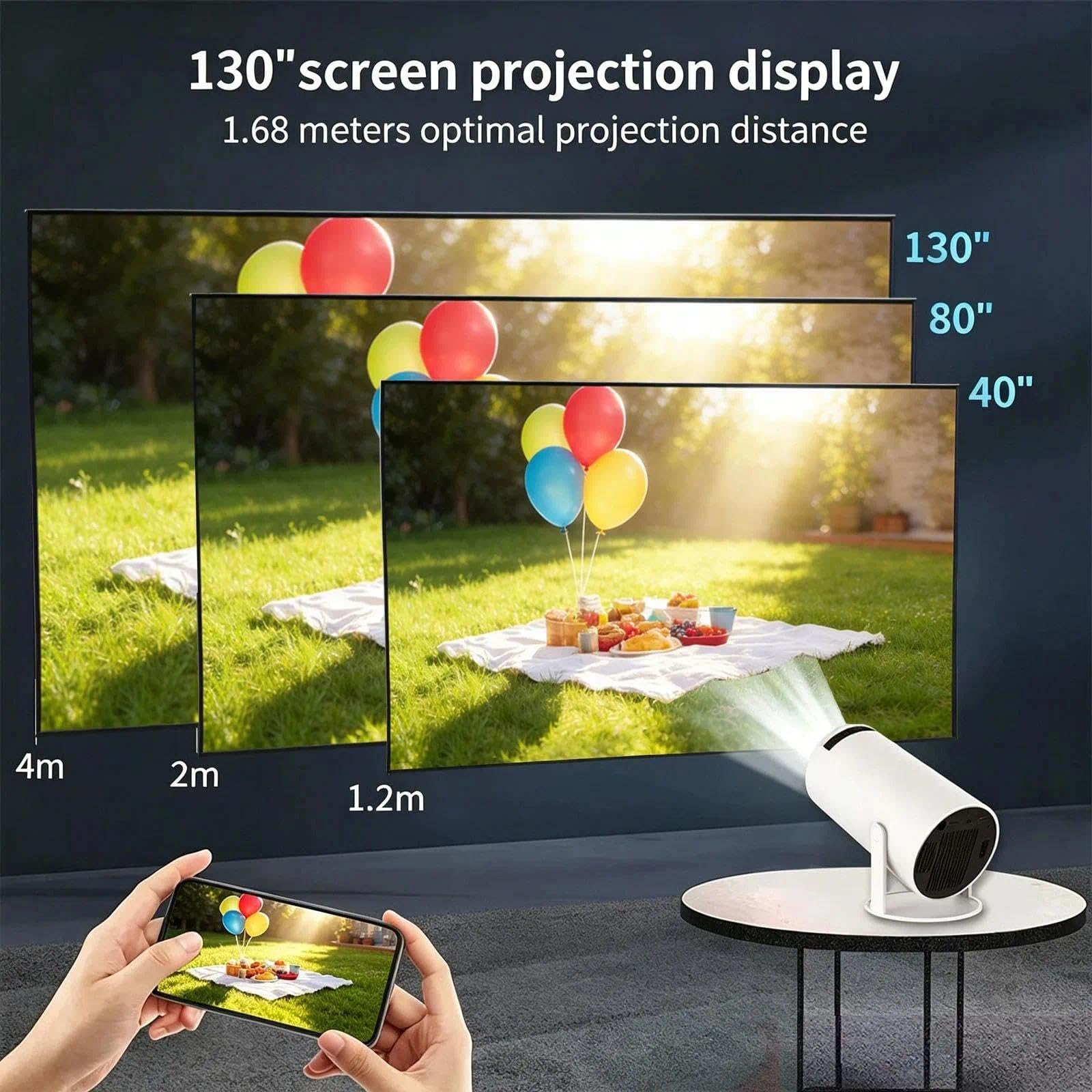Cinemaster Pro - 4k Smart Projector,5g+2.4g Ad Altissima Velocità, Mini Proiettore Portatile Rotazione A 180°,Schermo Da 130" Aggiornato All'Hy300pro Con Wi-Fi E Bluetooth,Lapto Auto Keystone