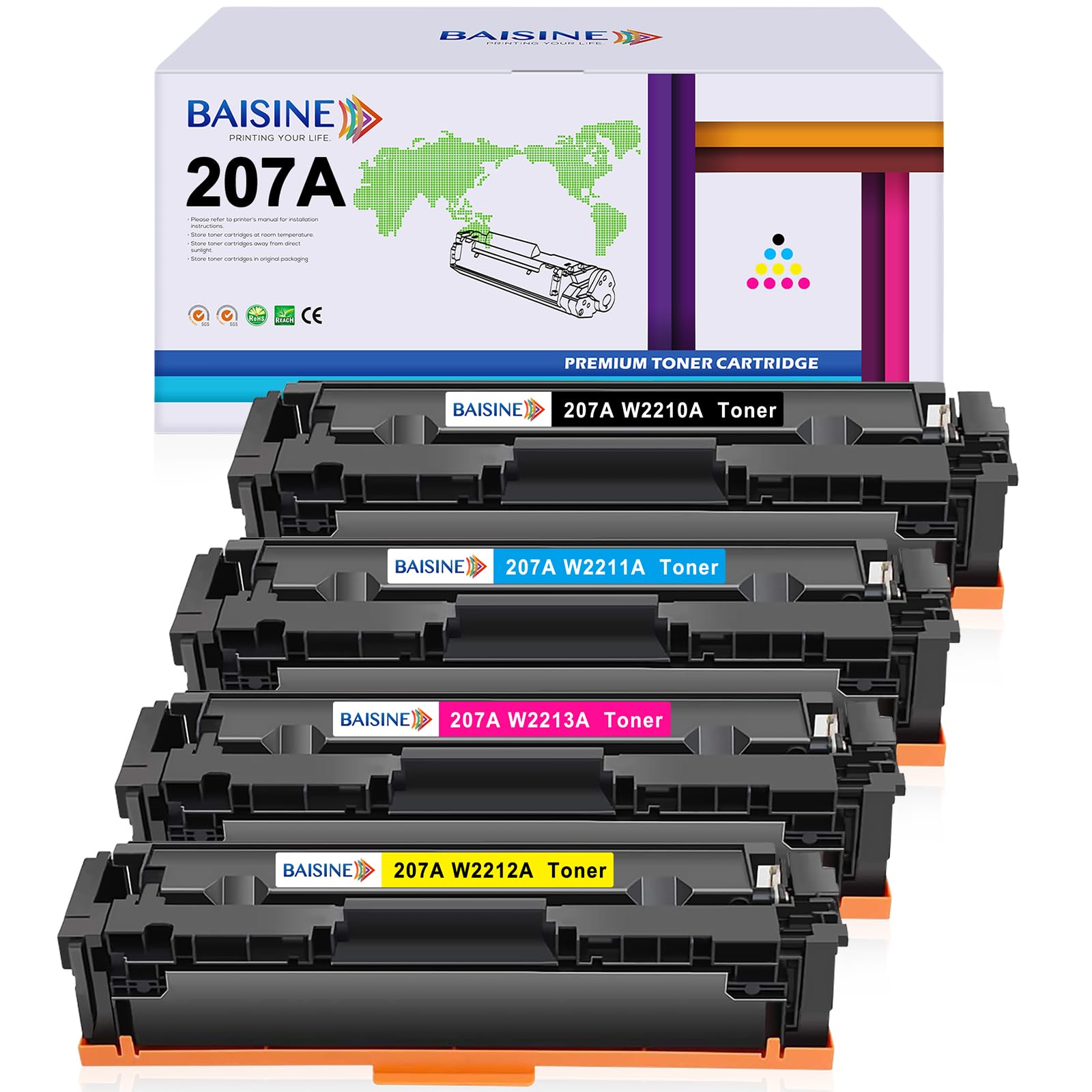 BAISINE 207A MFP M283fdw toner kompatybilny z tonerem HP 207A 207X do HP Color LaserJet Pro MFP M283fdw M282nw M283fdn, Color LaserJet Pro M255dw M255nw W2210A W2211A W2212A W2212A W22212A 13 A