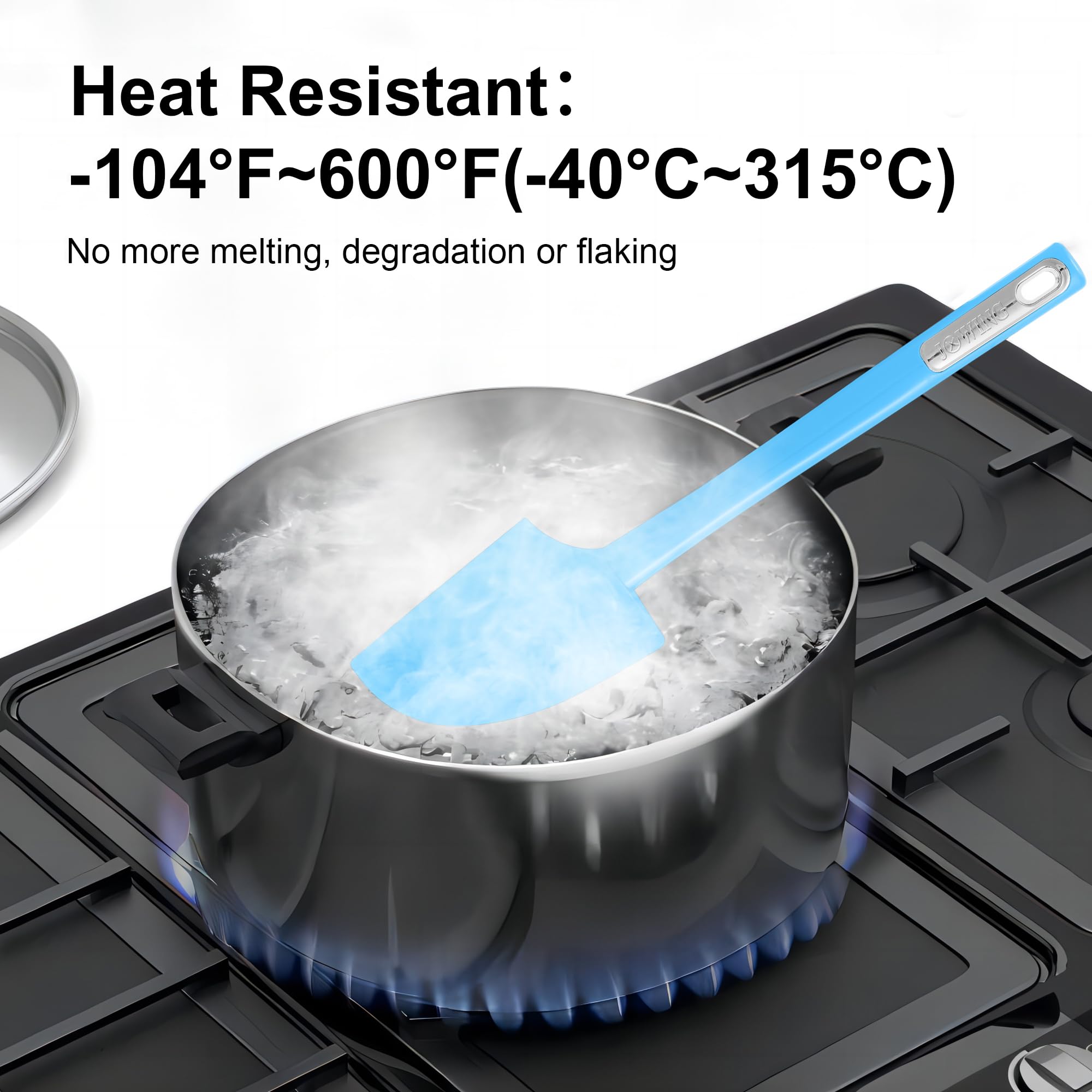 Premium Silikon Spatel Set, flexibel, hitzebeständig, rutschfester Griff, Backen, Kochen, Gummi, Blau