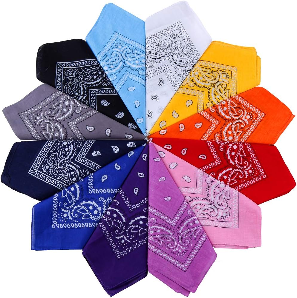 Bandana Couleur Loopunk 16 Pièce Bandanas,Fichu Mouchoir Unisexe Bandeau De Cheveux Echarpe De Cou Multicolore Pour Homme Et Femme,Foulards Paisley (55 X 55 Cm Bandana Moto