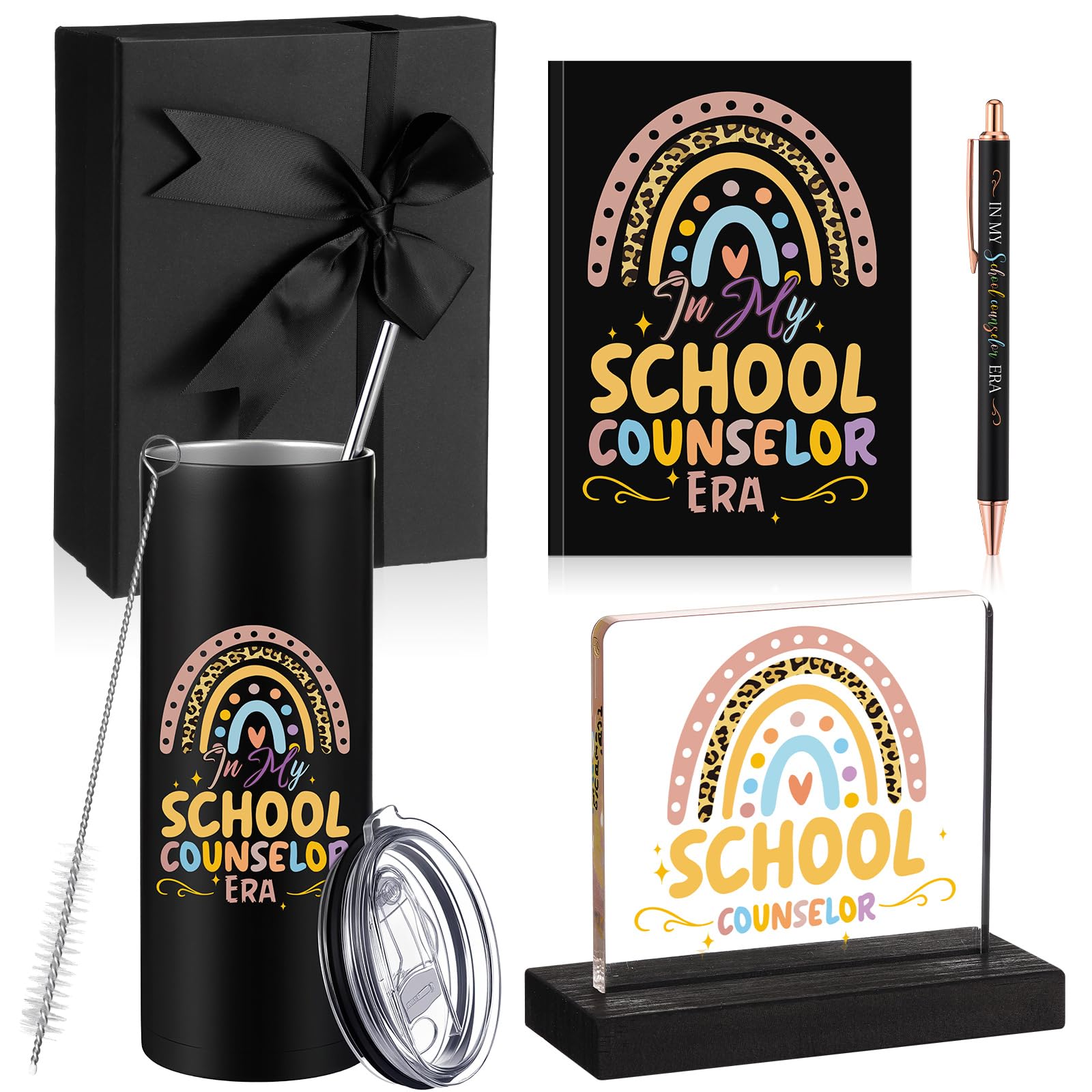 Patelai 5 regalos de agradecimiento para consejeros escolares, incluyen vaso de acero inoxidable de 16 onzas, cuaderno, bolígrafo, decoración de escritorio, caja de regalo para consejero escolar