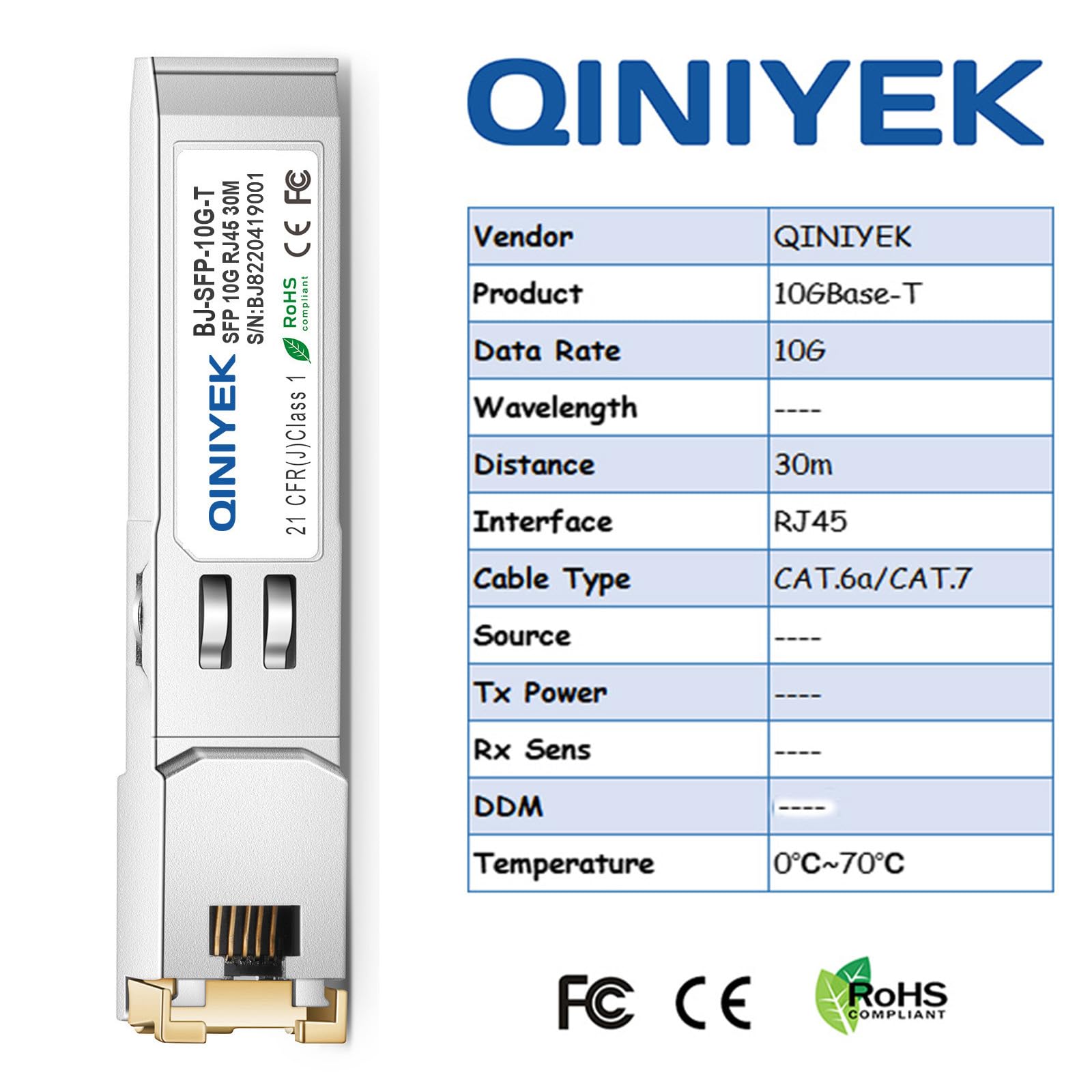 Paquete de 4 módulos SFP+ a RJ45 de 10 GB, transceptores de red de computadora de 10 Gbase-T compatibles con Cisco, Ubiquiti, Unifi, D/TP Link, Meraki, Netgear, 10 Gb SFP+ Ethernet CAT.6a/7