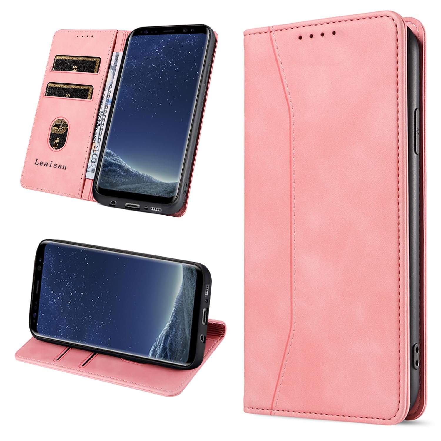 Leaisan Handyhülle für Samsung Galaxy S9 Hülle Premium Leder