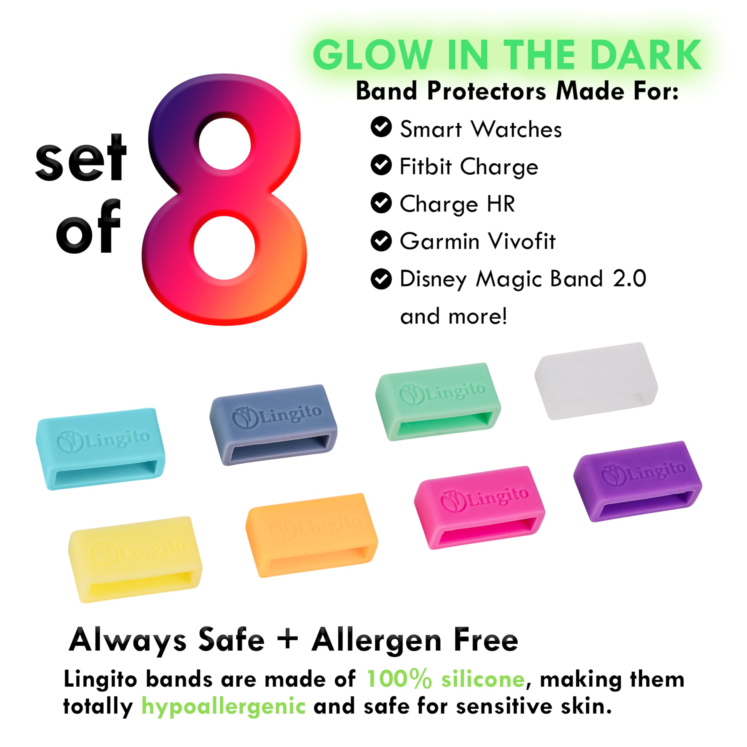 Magic Band Protectors, Multi-Color Smart Watch Security Bands, Made for Fitbit Charge, Charge HR, Garmin Vivofit, Disney Magic Band 2.0 & More