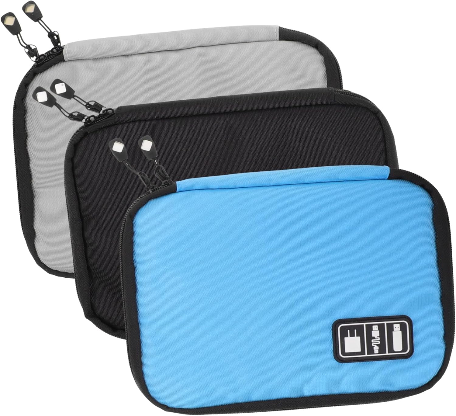 Angoily 3pcs Digital Cable Organizer Bag Multi-function Portable Electronic Storage Case for Travel Includes Mesh Pockets and Zippered Compartments for Cords Chargers Headphones