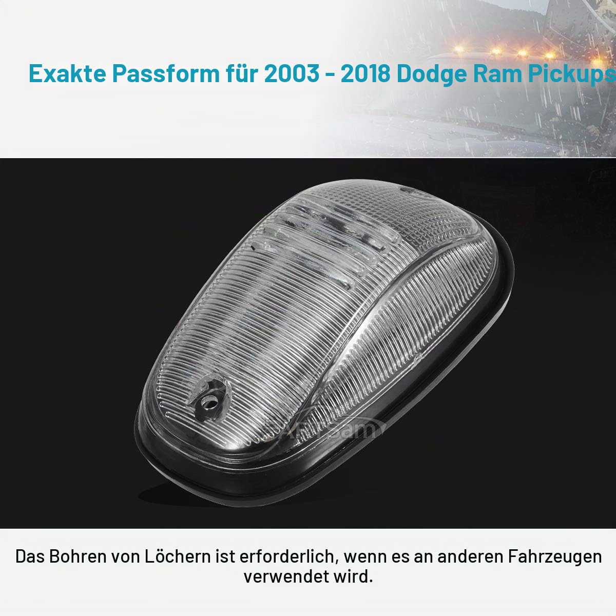 Partsam 5 x Dachleuchten für Dodge Ram 1500 2500 3500 4500 5500 Pickup 2003 2004 2005 2006 2007 2008 2009 2010 2011 2011 20111 2011 2011 2 201 3 2014 2015 2016 2017 2018