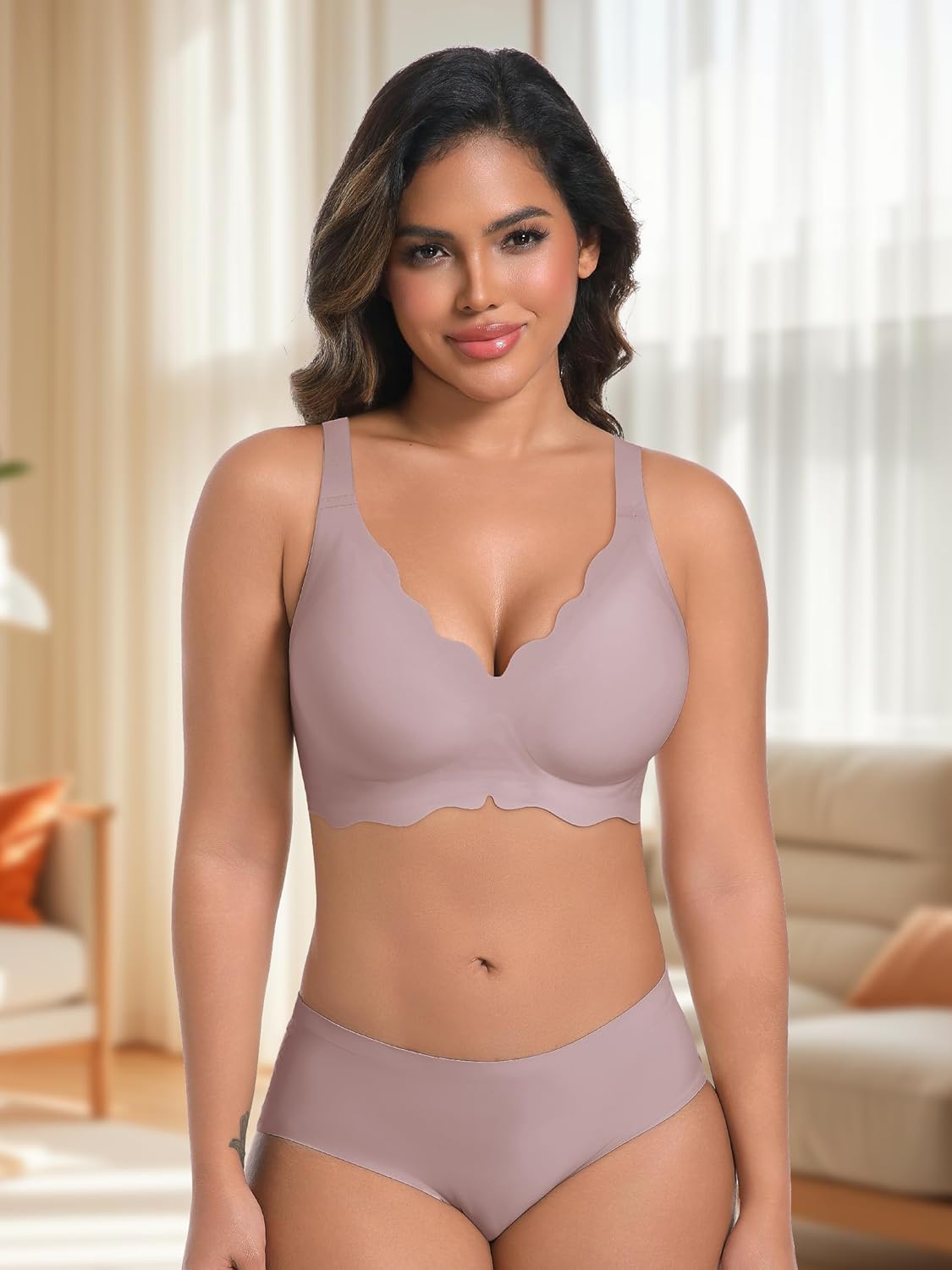 AILIVIN Women's Seamless Bras Wireless Scalloped Push Up Bras Soft No Underwire Comfort Full Coverage Bralettes - Image 6