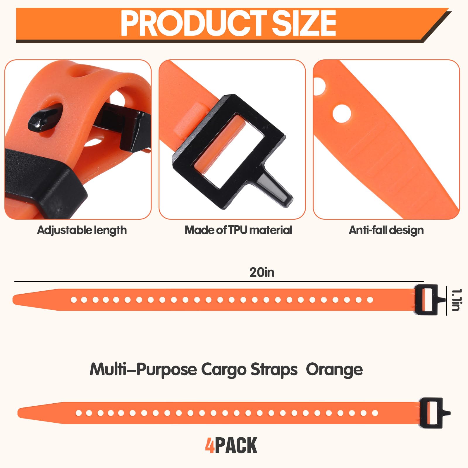 Blulu 4 Pack Reusable Industrial Straps 20