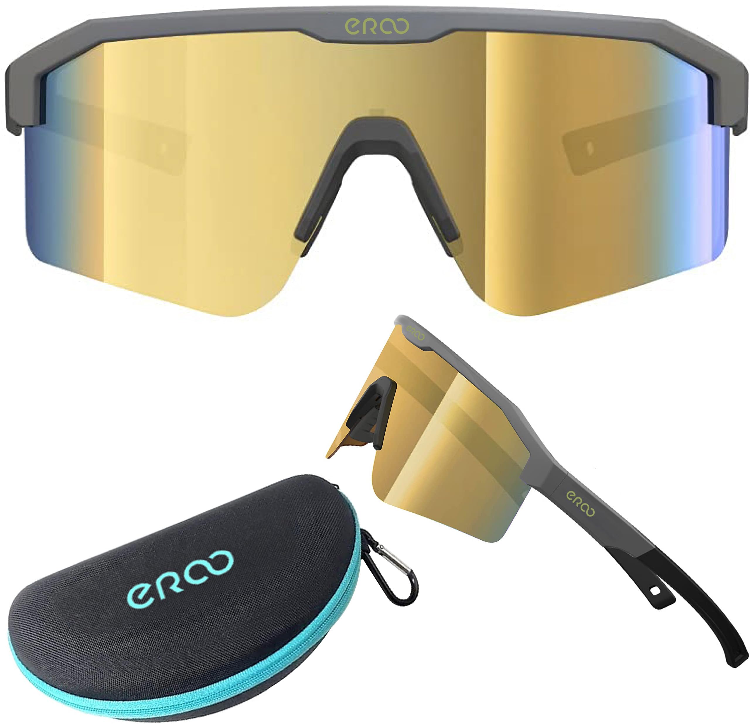 EAZYRUN Gafas de sol polarizadas HD para mujeres y hombres, para correr, ciclismo, pesca, conducción y al aire libre, F24f gris mate/dorado R, Medium