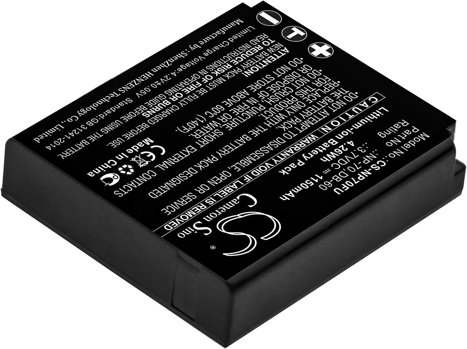 DB-60, DB-65, Replacement Battery for Ricoh Caplio G600, G700, GR Digital, GR Digital II, GX100, GX200, R3, R30, R4, R40, R5 1150mAh