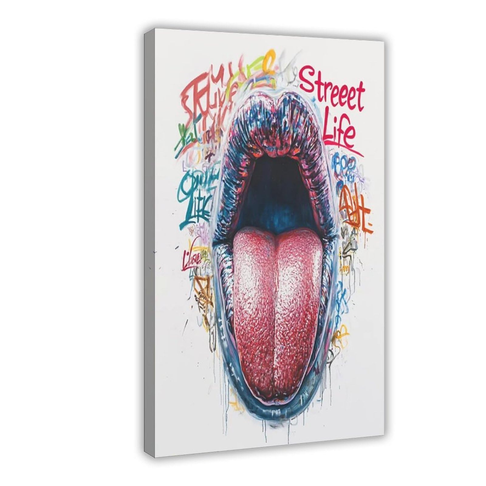 Bareronor Tongue Graffiti Canvas Poster for Dorm Room Decor Gift