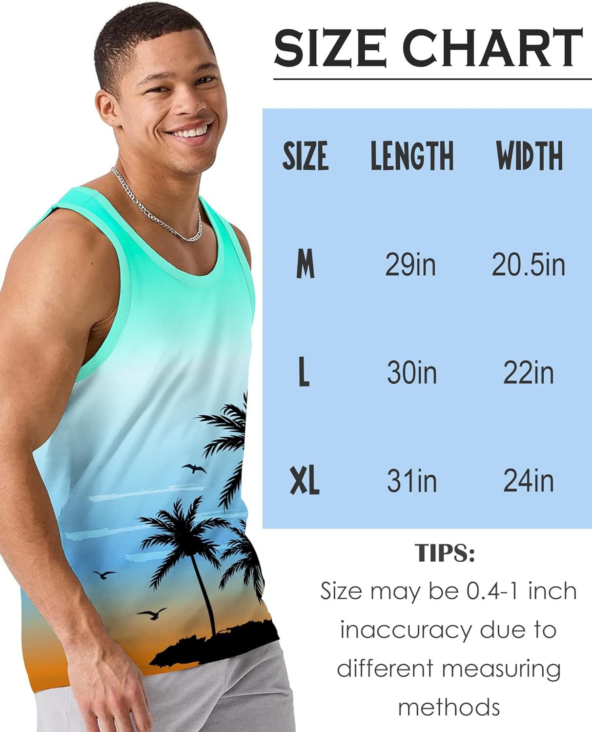 Nidoul Mens Beach Tank Tops Summer Graphic Palm Tree Sleeveless Shirts for Men Vacation Gym Running Workout Tank Top - Image 7