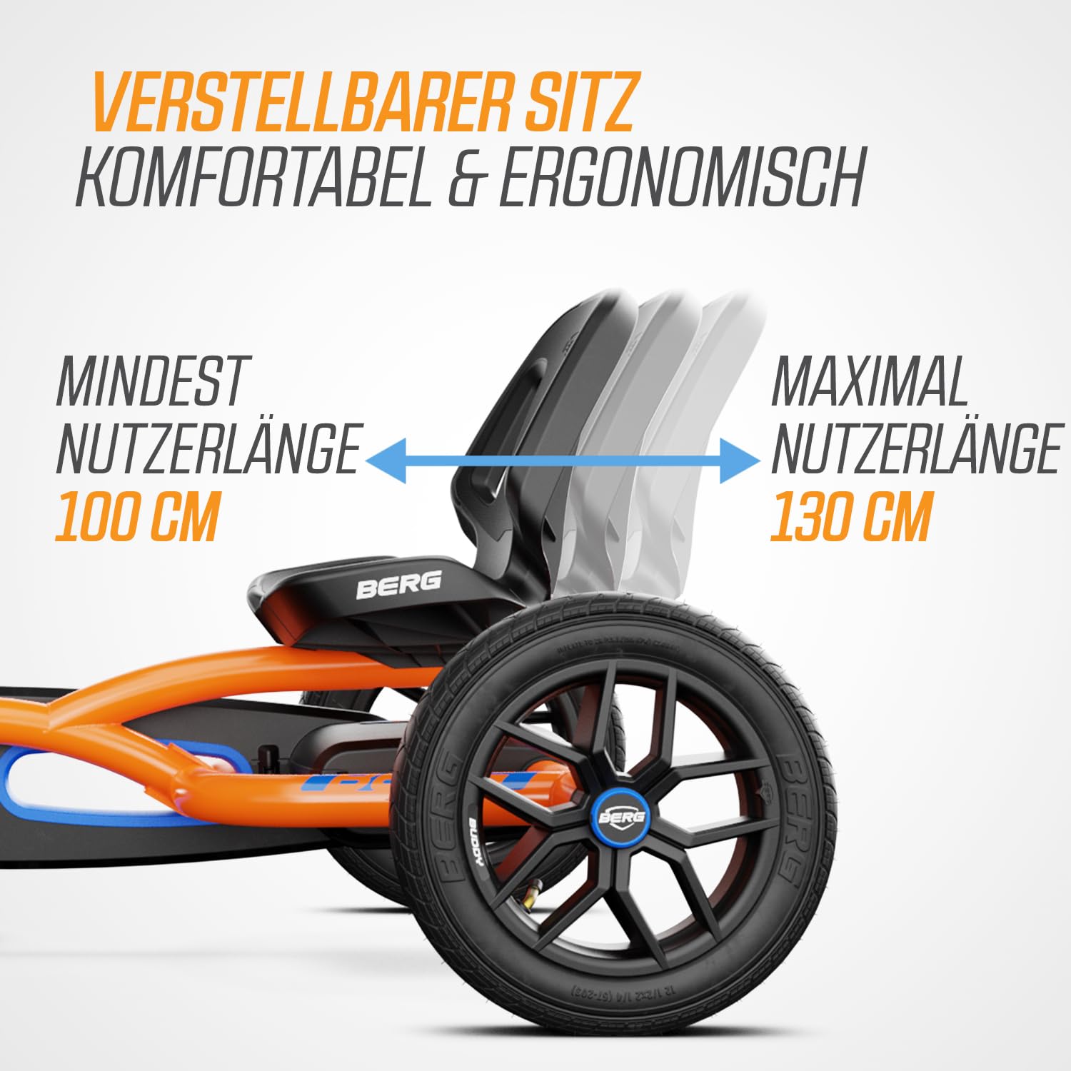 BERG Gokart Buddy B-Orange | Kinderfahrzeug, Tretauto mit Optimale Sicherheid, Luftreifen und Freilauf, Kinderspielzeug geeignet für Kinder im Alter von 3-8 Jahren