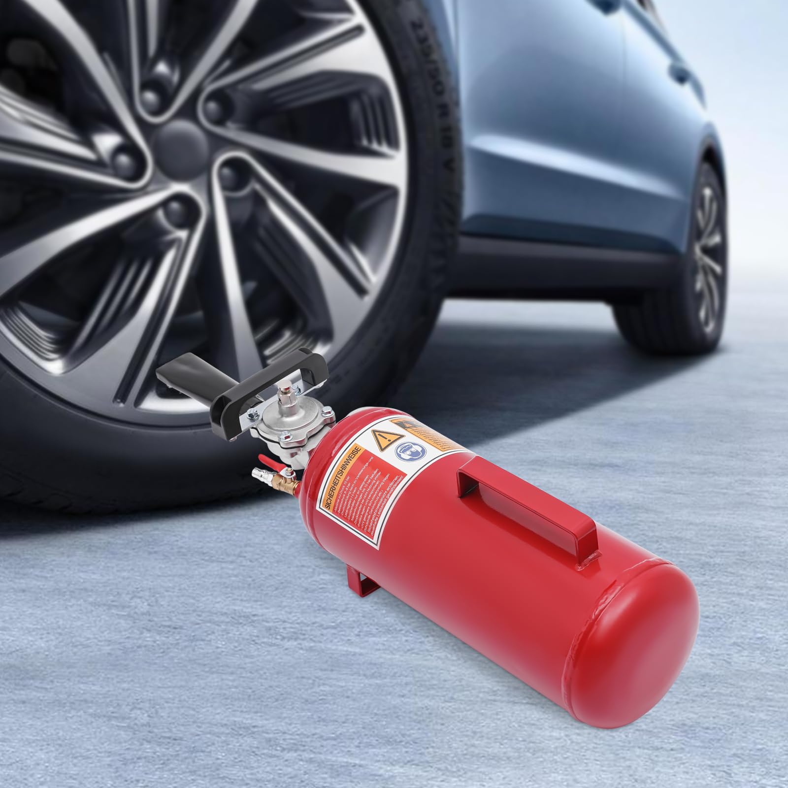Gonfleur de pneu Booster - Rouge - Gonfleur de pneu - Booster de gonfleur de pneu - Manomètre de pression - Signal d'avertissement clair - Conçu pour motos et véhicules électriques