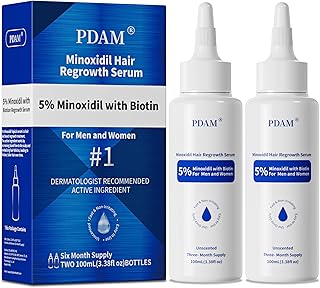 5% Minoxidil for Men Hair Growth Serum - Minoxidil for Women Serum with Biotin for Thicker & Healthier, Topical Minoxidil for Men Restore Fuller Beard & Hair Growth Oil Unisex 3.38 x 2 FL for 6 Months