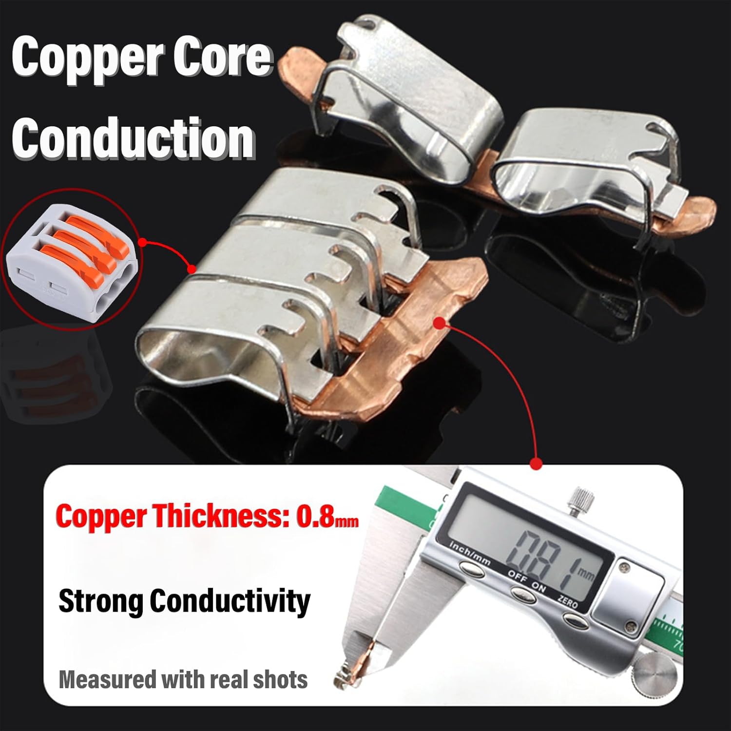 Nineleaf Push Wire Connectors 3 Port,Electrical Connectors, 32A 600V Quick Splice Compact Wire Connectors for 28-12 AWG, 12V 30Amp 3 Pin Cable Connectors for Junction Box,80PCS