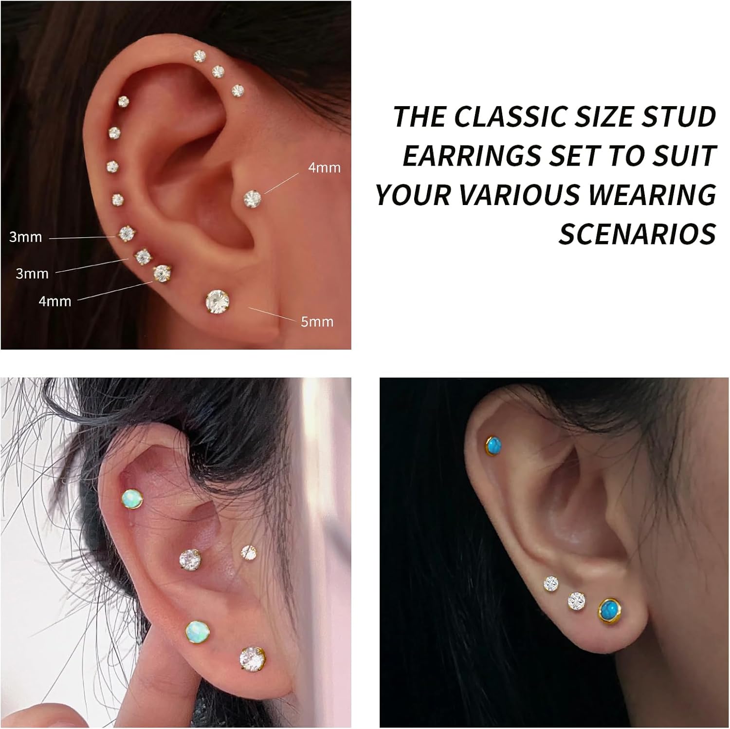 10 Pairs Stud Earrings for Women, Surgical Steel Earrings Set Lightweight and Trendy 316L CZ Cartilage Earlobes Hypoallergenic(Gold) - Image 5