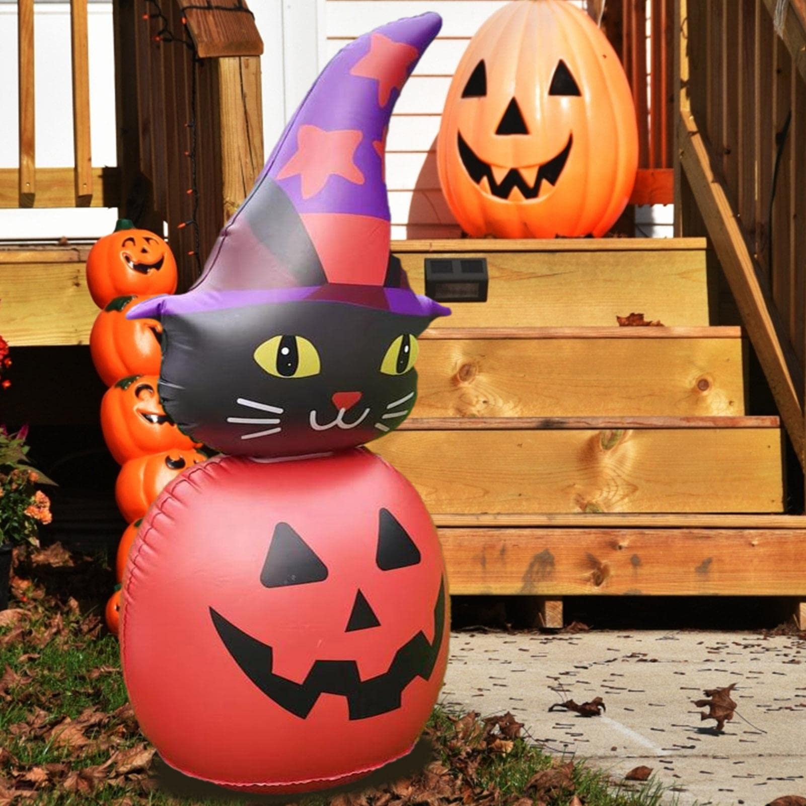 Halloween Gartendekoration Mit Katzen & Kürbis - Wetterfeste Acryl-Deko