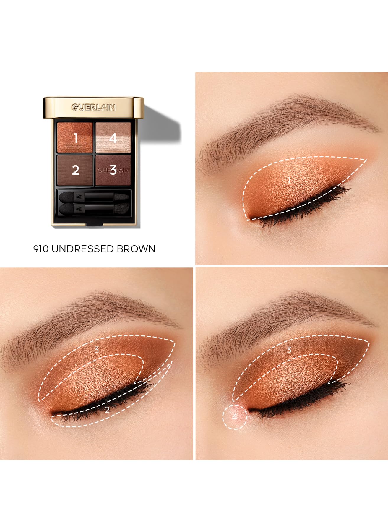 GUERLAIN Ombres G Eyeshadow Quad - 910 Undressed Brown - Image 3