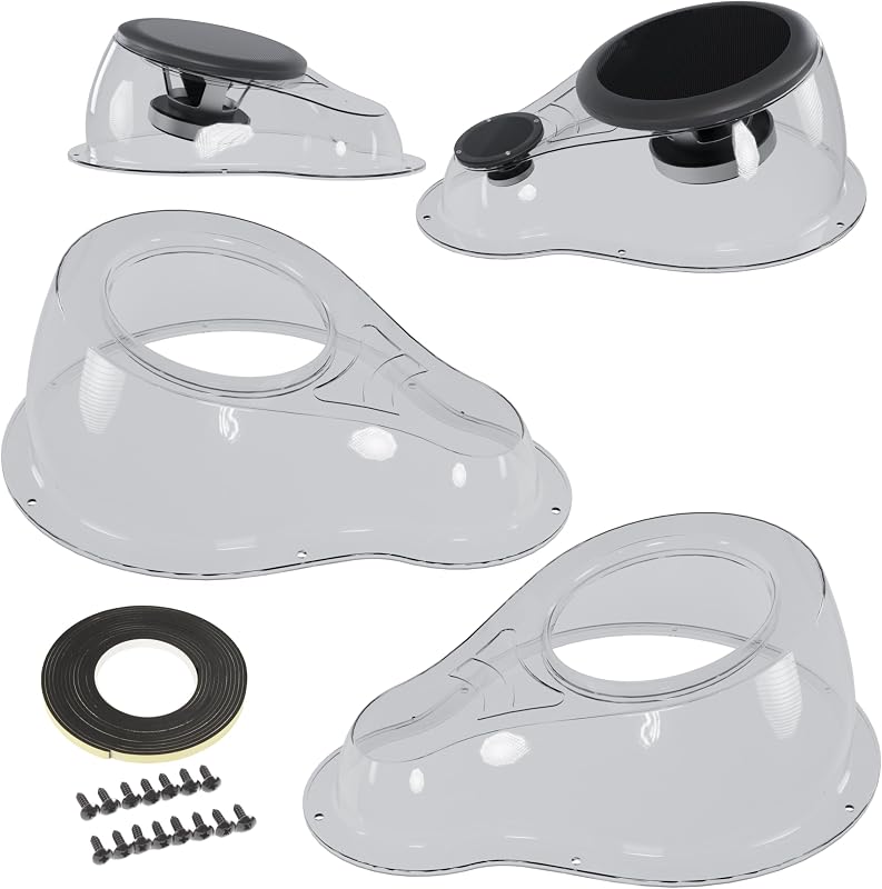 parlantes de 2 PIEZAS y cajas de tweeter universales para parlantes de 6.5"para UTV ATV remolque de remolque de barco carro de golf marino, cajas de parlantes Pods espaciador de montaje caja de panel de patada trasera (transparente)