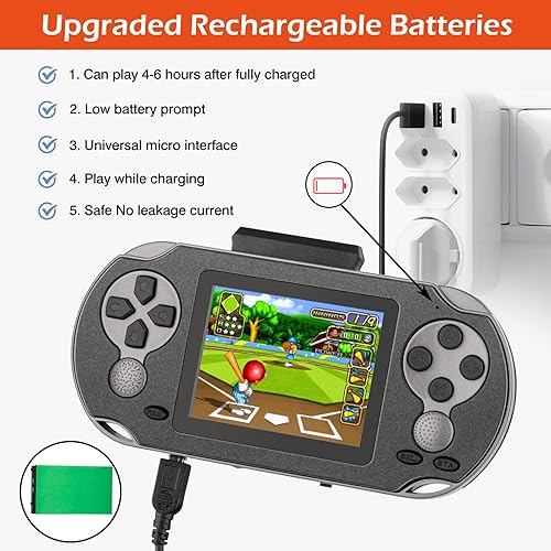 Miniatura 19 de Juego de mano de 16 bits para niños y adultos, pantalla grande de 3.0 pulgadas precargada 230 HD videojuegos clásicos retro con batería recargable