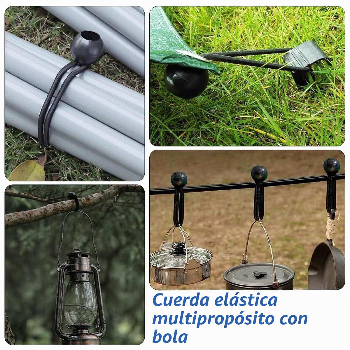 50 Piezas Tensores Elásticos,Tensor Bola Tensores,Tensor de Goma,Tensor Elastico,Cuerda Elástica para Lonas,Pabellones,Tiendas de Campaña,Camping
